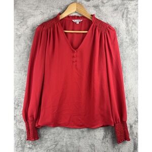 Nanette Lepore Long Sleeve Size Large Ruffle Collar  Lightweight Shirt Sheer